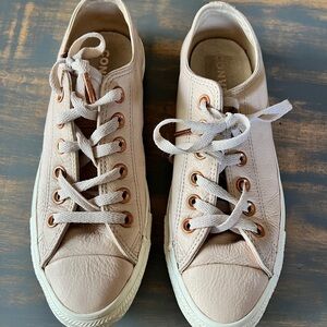Women’s Leather Converse, Size 8.5, Light Pink with Rose Gold Accent